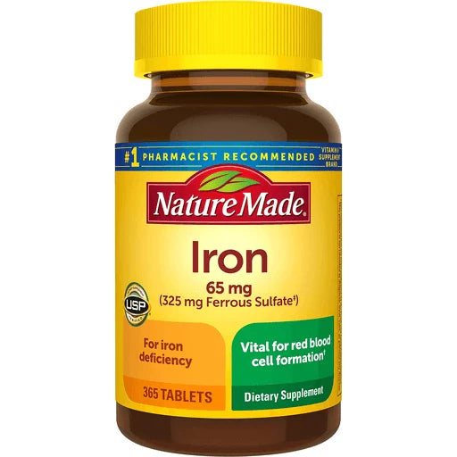 Nature Made Iron 65mg (325mg Ferrous Sulfate) 365 tablets