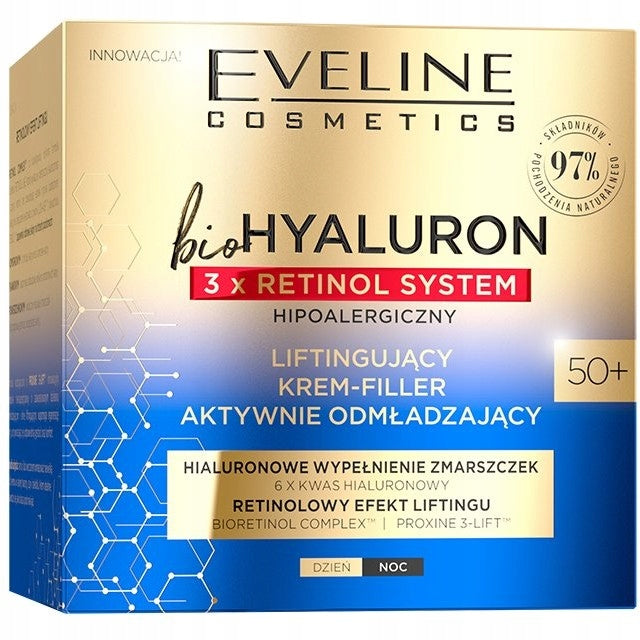 Eveline BioHyaluron 3x Retinol System 50+ Lifting Actively Rejuvenating Cream-Filler 50ml