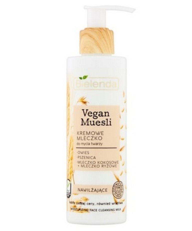 Bielenda Vegan Muesli Creamy Moisturizing Face Cleansing Milk with Oats + Wheat + Coconut Milk + Rice Milk 175g