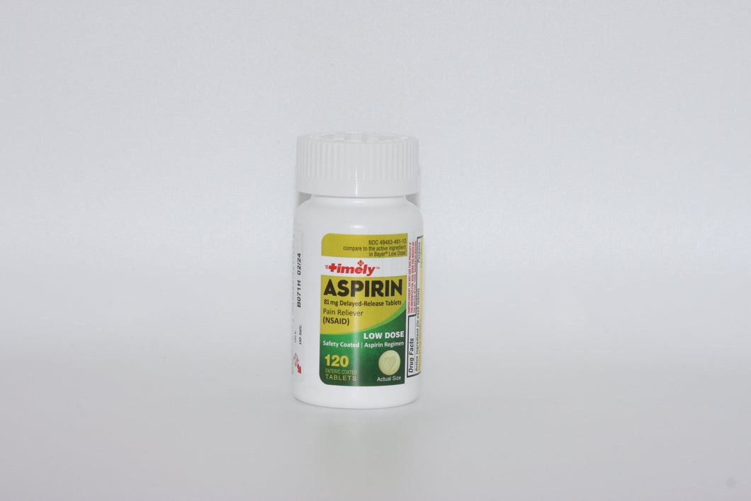 Aspirin 81mg Low Dose Pain Reliever 120 tablets