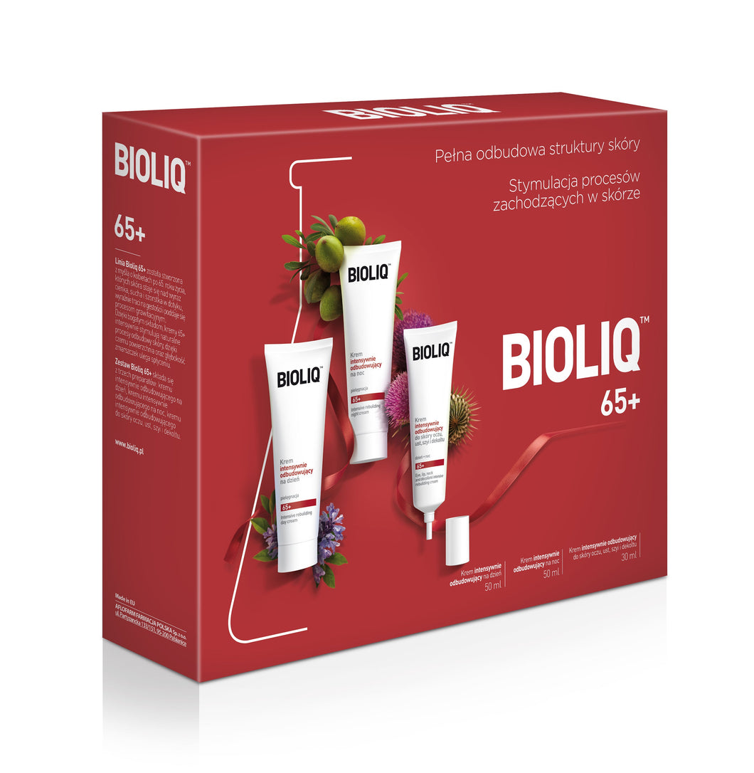 BIOLIQ SET 65+ Rebuilding Day Cream 50ml Rebuilding Night Cream 50ml Eye Mouth and Decollete Cream 30ml