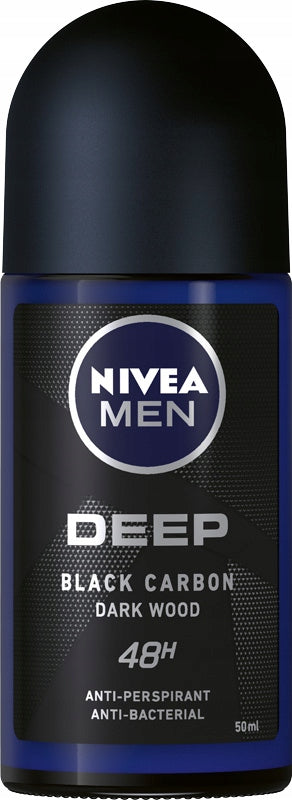 Nivea Men Deep Black Carbon Dark Wood 48H Anti-Perspirant Roll-On 50ml