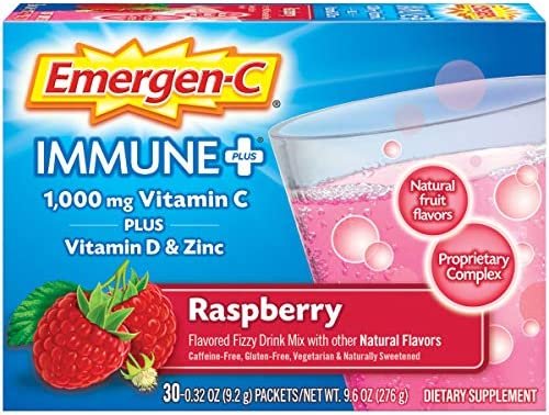 Emergen-C Immune Plus 1,000mg Vitamin C Plus Vitamin D & Zinc Raspberry Flavor 30 packets