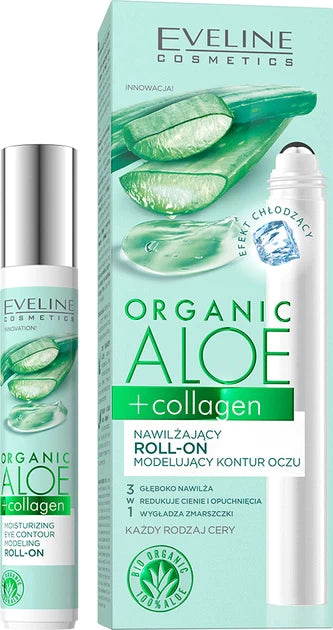 Eveline Organic Aloe + Collagen Moisturizing Roll-On Eye Contouring and Modeling  15ml