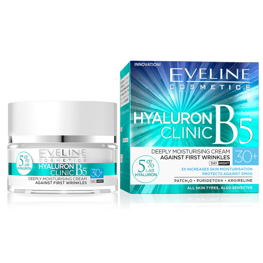 Eveline Hyaluron Clinic B5 30+ Deeply Moisturizing Face Cream Day/Night 50ml