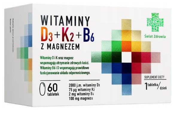 Vitamins D3+K2+B6+Magnesium SWIAT ZDROWIA 60 tablets