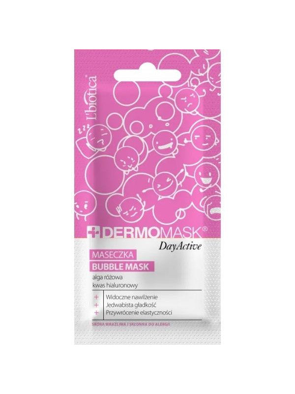 L'Biotica Dermo Mask Day Active Bubble Mask Pink Algae and Hyaluronic Acid 10ml