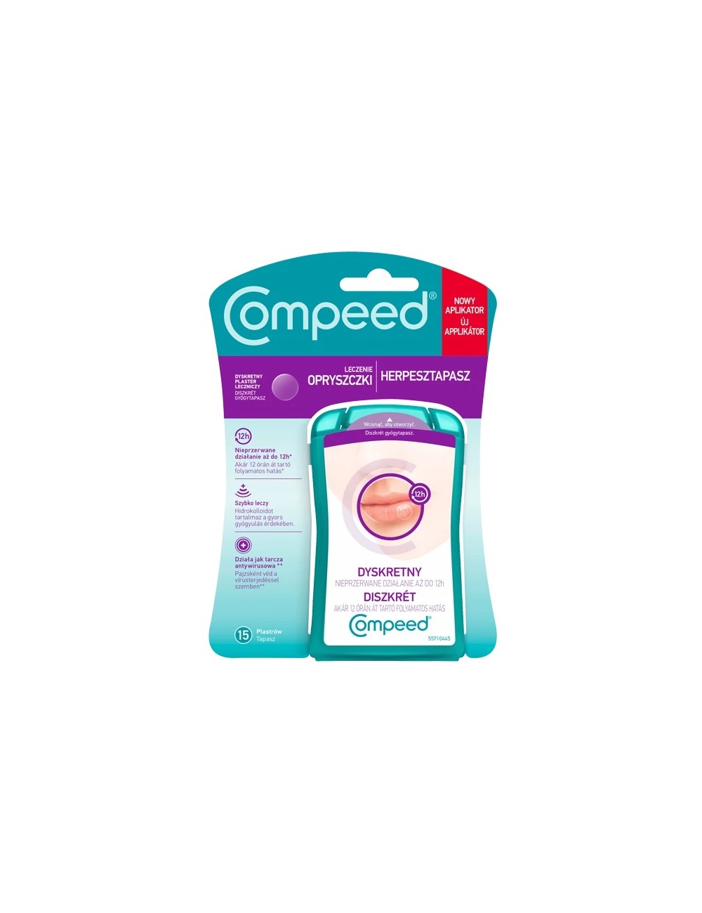 Compeed Invisible Cold Sore Patch 15 per pack, Up to 12 hours non-stop action from Day 1 - to heal fast.