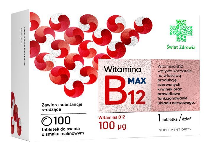 Swiat Zdrowia Vitamin B12 Max Raspberry Flavor 100 lozenges